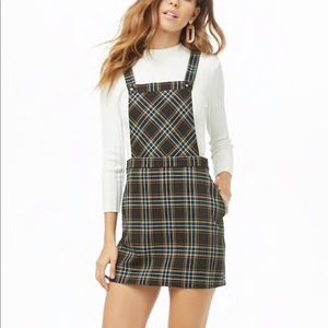 Black plaid overall dress
